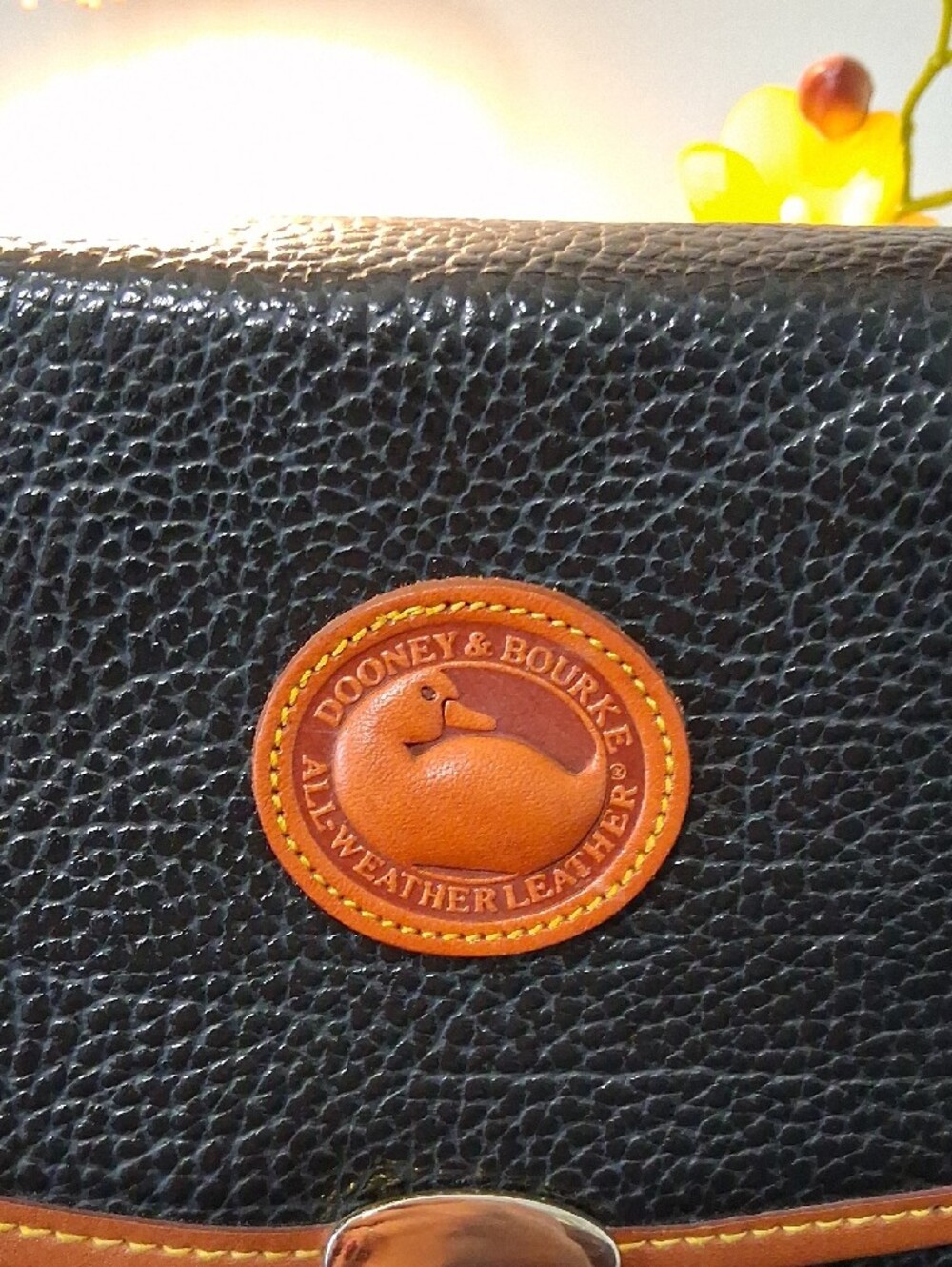 Dooney & Bourke Black Pebbled Leather Satchel with Brown Trim - Picture 3 of 14